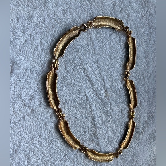 Sarah Coventry Black Enamel Gold Box Chain Choker Necklace - Picture 3 of 8